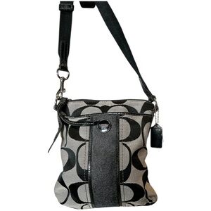 Vintage Y2K Coach Monogram Canvas Leather Crossbody Shoulder Bag